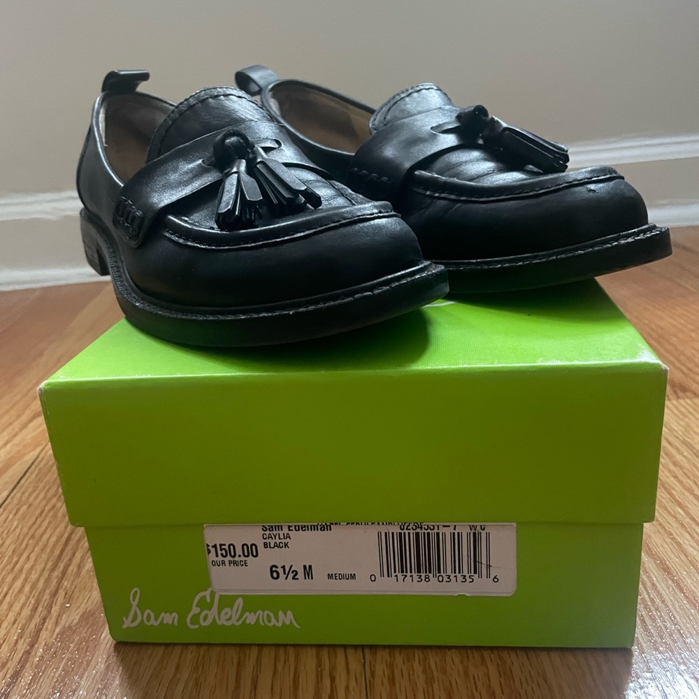 Sam Edelman Caylia Black Tassel Leather Loafers